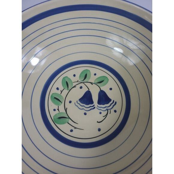 Myott Son & Co England Vegetable Serving Dish VTG 10" Blue Flower Stripes Rare - Picture 3 of 10